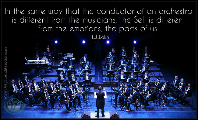 In the same way that the conductor of an orchestra is different from the musicians, the Self is different from the emotions, the parts of us. Quote by Lindsay Walsh 